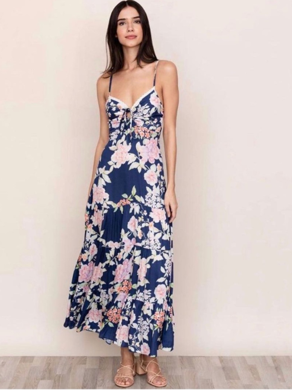 Yumi Kim Secret Garden Navy Key West Maxi Dress Sz Medium